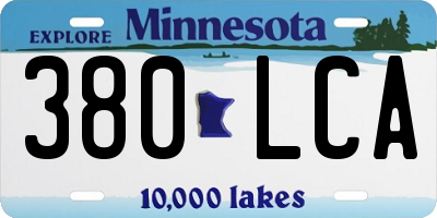 MN license plate 380LCA