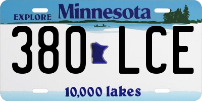 MN license plate 380LCE