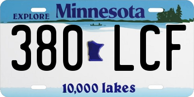 MN license plate 380LCF