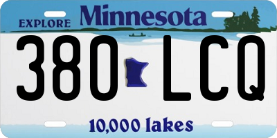 MN license plate 380LCQ