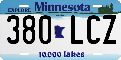 MN license plate 380LCZ