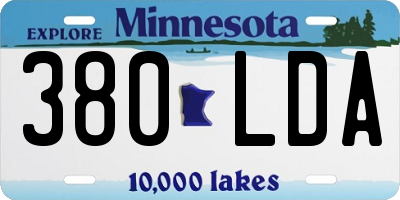 MN license plate 380LDA