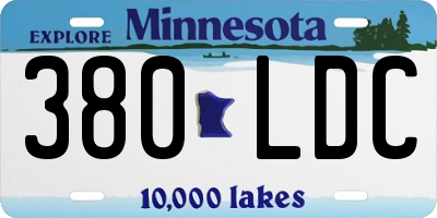 MN license plate 380LDC