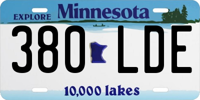 MN license plate 380LDE