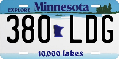 MN license plate 380LDG