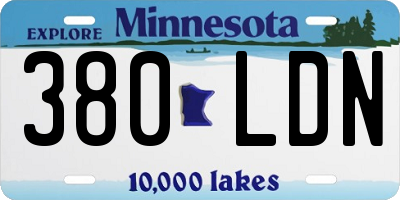 MN license plate 380LDN