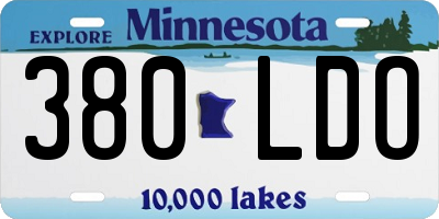 MN license plate 380LDO