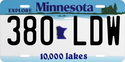 MN license plate 380LDW