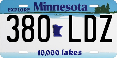 MN license plate 380LDZ
