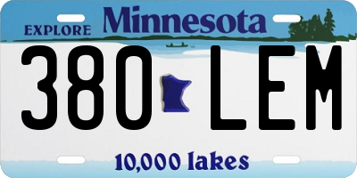 MN license plate 380LEM