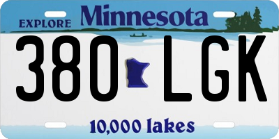 MN license plate 380LGK