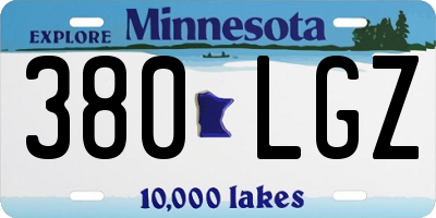 MN license plate 380LGZ