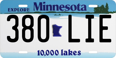 MN license plate 380LIE