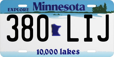 MN license plate 380LIJ