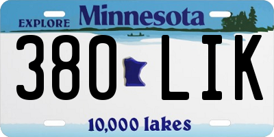 MN license plate 380LIK