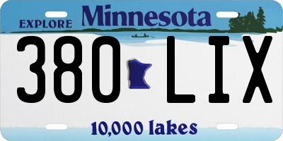 MN license plate 380LIX
