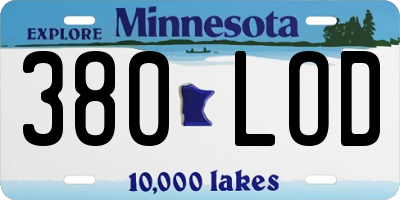 MN license plate 380LOD