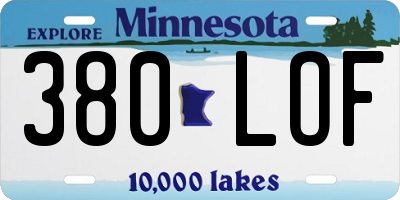 MN license plate 380LOF