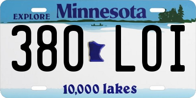 MN license plate 380LOI