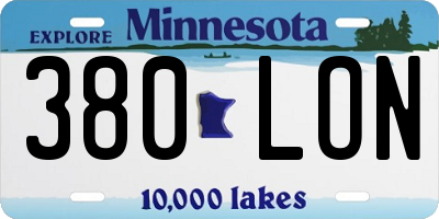 MN license plate 380LON