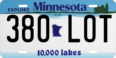 MN license plate 380LOT