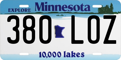 MN license plate 380LOZ