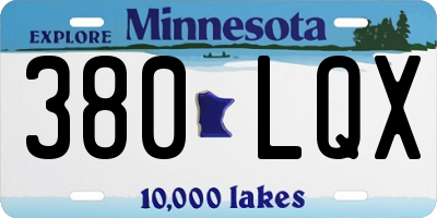 MN license plate 380LQX