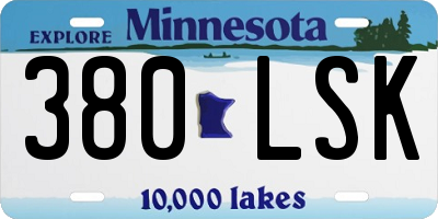 MN license plate 380LSK