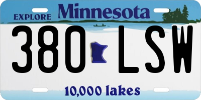 MN license plate 380LSW