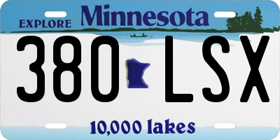 MN license plate 380LSX