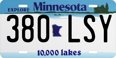 MN license plate 380LSY