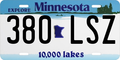 MN license plate 380LSZ