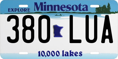 MN license plate 380LUA