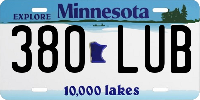 MN license plate 380LUB