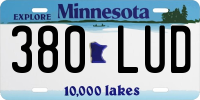 MN license plate 380LUD