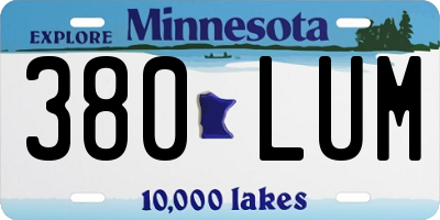 MN license plate 380LUM