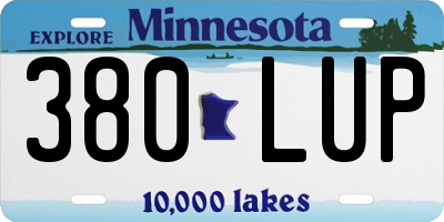 MN license plate 380LUP