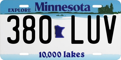MN license plate 380LUV