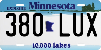 MN license plate 380LUX