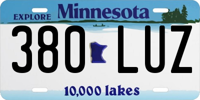 MN license plate 380LUZ