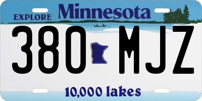 MN license plate 380MJZ