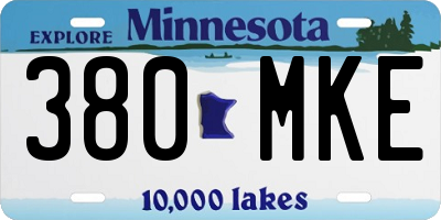 MN license plate 380MKE