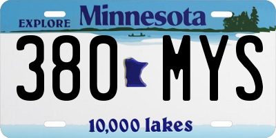 MN license plate 380MYS