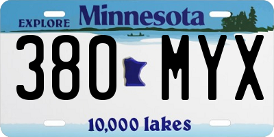 MN license plate 380MYX