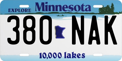 MN license plate 380NAK