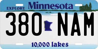 MN license plate 380NAM