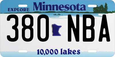 MN license plate 380NBA