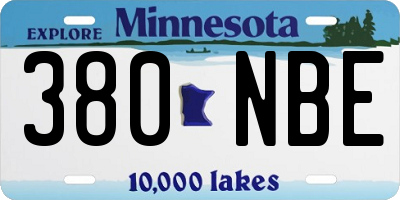 MN license plate 380NBE