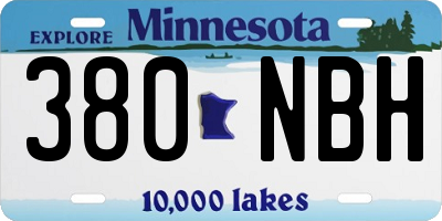 MN license plate 380NBH