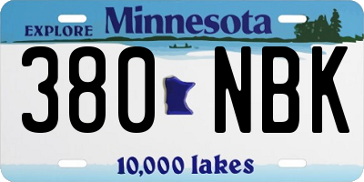 MN license plate 380NBK